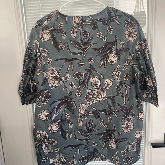 MaxMara Nina Floral Puff Sleeve Blouse - Blue - Picture 4 of 7